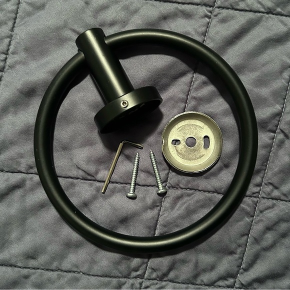 Matte Black Wall Mount Towel Holder Ring - Picture 5 of 7